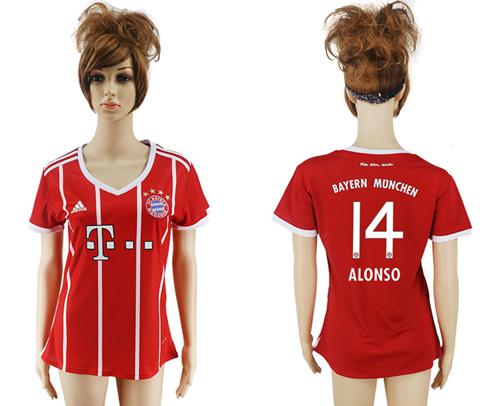 Women's Bayern Munchen #14 Alonso Home Soccer Club Jersey